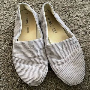 TOMS Light Gray Corduroy Slip-Ons